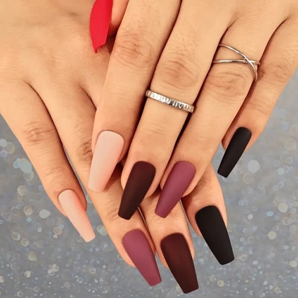 120pcs Mixed Color Matte Ballet Press-On Nails Medium Length - Picture 4 of 4